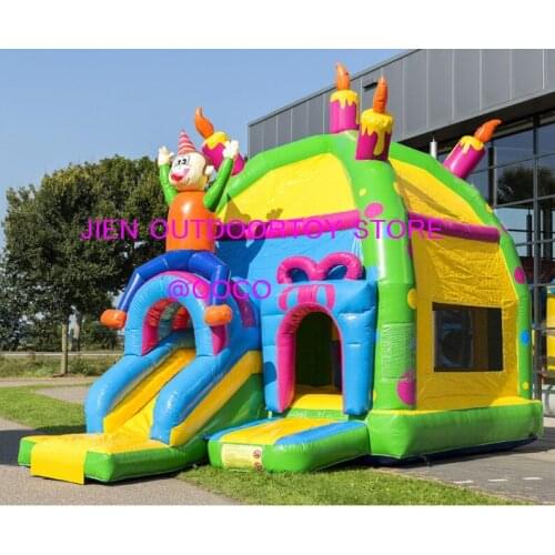 Free air ship to door, 5.5x5m birthday cake jumper inflatable bouncer, commercial 3 in 1 bouncy combo slide