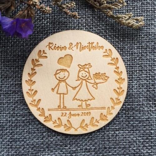 Wooden engraving save the date magnets bride groom name label wedding gift party decoration souvenir, wedding gift for guests