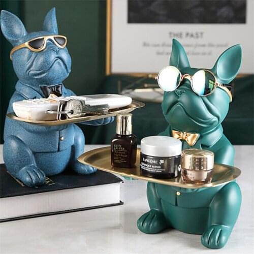 Home Room Decor Bulldog Statue Table Storage Sculpture Figurine Coin Bank Miniature