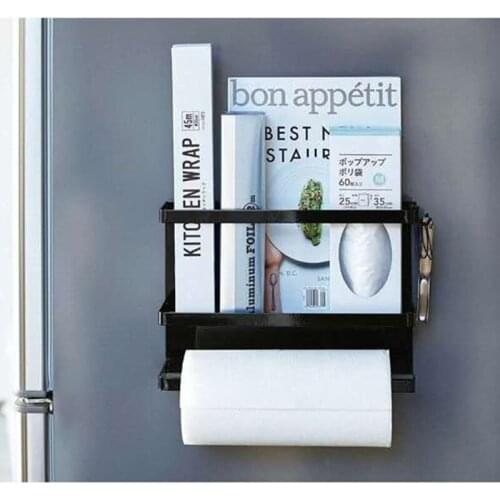 Kitchen multi-function shelf wall magnetic absorption nano-iron rack refrigerator rack free perforated paper towel side rack