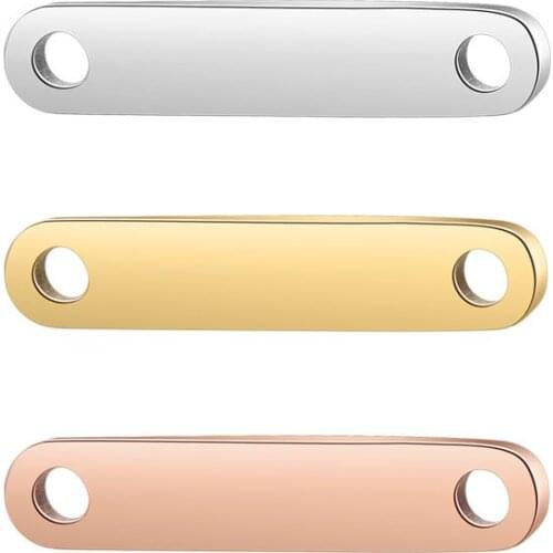 Stainless Steel Mirror Polish Small Rectangle Pendant 3x15mm Blank Bar Two Holes Connector DIY Jewelry Accessories 20pcs