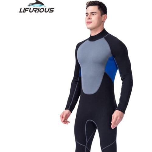 LIFURIOUS Neoprene diving equipment diving wetsuits for men and sail wetsuits full body Black+blue+gray patchwork wetsuit Newest
