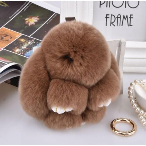 Cute Plush Bunny Keychain Women Fur Pom Pom Angel Rabbit Key Ring Hare Pompom Plush Dolls Toy Girls Bag Car Key Pendant
