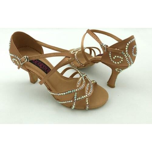 Fashional & professional womens latin dance shoes ballroom salsa dancing shoes tango shoes 6228DTN-R with Rhinestones