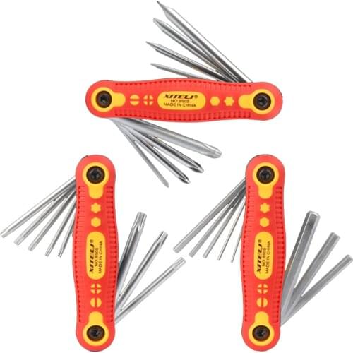 8PC Folding Hex Key Box End Wrench Set Allen Key Hexagon Flat Ball Torx Star Head Spanner Key Set Repair Car Hand Tools