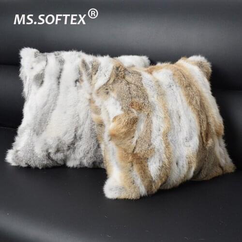 MS.Softex Real Rabbit Fur Pillow Cover Both Sides Full Fur Cushion Cover Home Decoration Drop Shipping