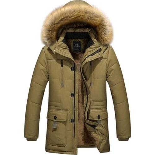 Fad Winter New Jacket Men Warm Coat Vogue Casual Parka Medium-Long Thickening Coat Mens Down Jacket With Fur Hood outwear