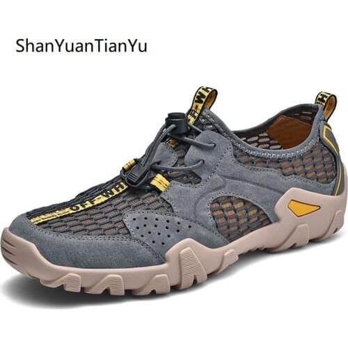 Shanyuantianyu 2021 New Outdoor Shoes Trekking Summer Size 45 Slip on Beach Breathable Leather Utility Hiking Shoes for Men