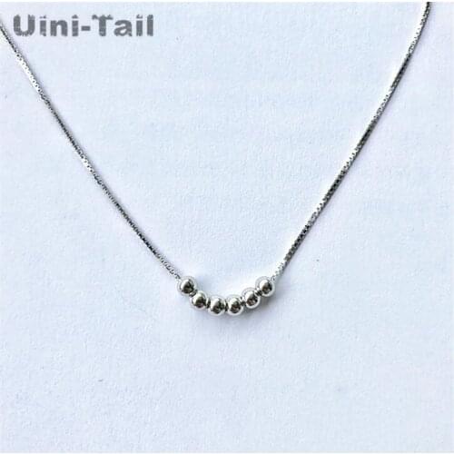 Uini-Tail new hot 925 sterling silver simple small ball transfer beads necklace Korean fashion temperament jewelry gift GN578