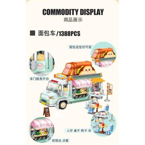 New LOZ Mini Blocks 1388pcs bakery truck street views /shop Assembly Building gifts Toys exhibition/collection limit toys