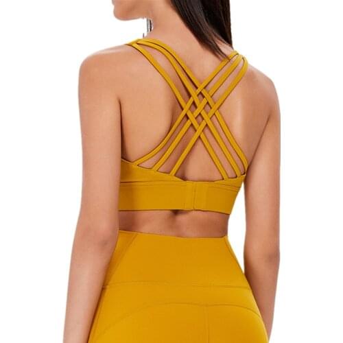 New Cross Beauty Back Womens Nude Yoga Dance Bra Vest Adjustable Buckle Fitness Shockproof Gather Running Quick Dry Sports Bra