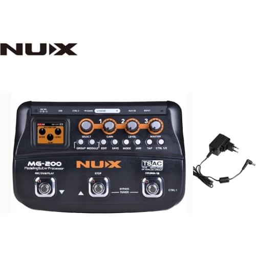 NUX MG-200 Guitar Processor Multi-Effects Pedal 55 Effects 70 Seconds Recording Guitar Looper Drum Machine Pedal Adapter