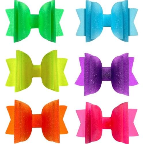 Oaoleer New 3 Inch Waterproof Hairgrips Jelly Bows Hairbows Hairpins Dance Party Bow Hair Clip Matte Textured Glitter Bows