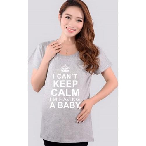OkayMom Summer Maternity Cute Funny T Shirt Red Grey Tops Tees Clothes For Pregnant Women Plus Size Pregnancy Wear Clothing XXL
