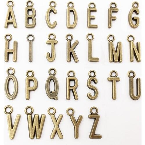 26Pcs Letters Alphabet Charms Pendants 16mm x 6mm DIY Jewelry Making Alloy Findings Accessory For Necklaces Earrings