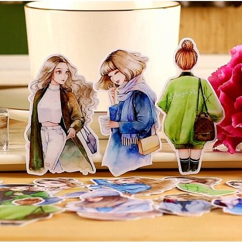 15pcs Fashion girl Stickers for waterproof Bike Motorcycle Phone book Travel Luggage toy Funny Sticker