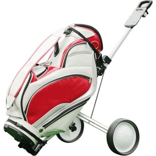 Folding Golf Bag Trolley Outdoor Sports Golf Push Pull Cart Golf Pitch Tool Supplies Travel Airport Baggage Carrier f