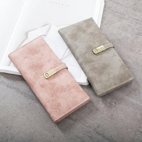 Hot Ultrathin Sweet Matte Leather Long Wallet for Women Magnet Hasp Phone Purses for Ladies Cards Holder Fresh Girls' Coin Purse