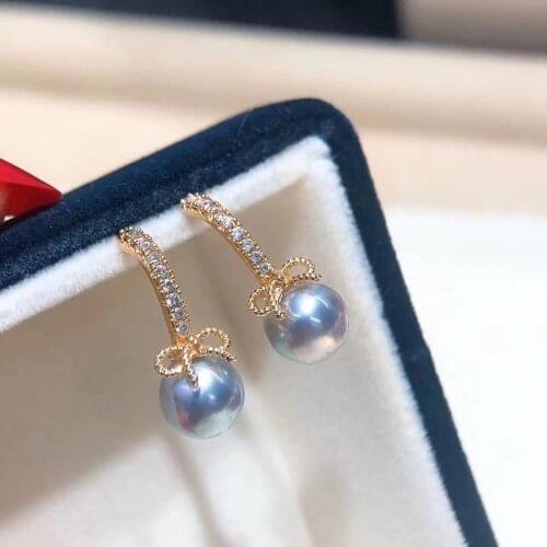 Gorgeous Bow 925 Sterling Silver Earrings Mountings Settings Parts Fittings Accessories for Pearls Beads Agate Jade Crystal