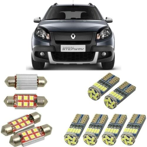 Interior led Car lights For Renault sandero sandero stepway mk1 bs 2007 car accessories boot light License Plate Light 8pc