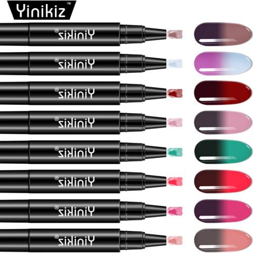 Yinikiz Temperature Change Colors Nail Pen UV Gel Lacquer Nail Polish Manicure Thermo Gel Nail Art Manicure Varnish
