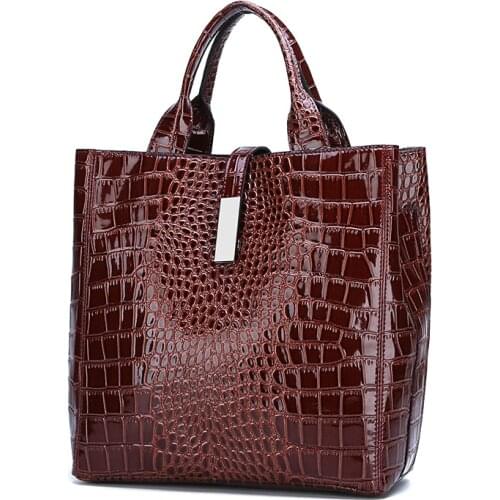 Classic Style Women Handbag Vertical Section PU Shoulder Bag Crocodile Skin Pattern ( Bags Set )