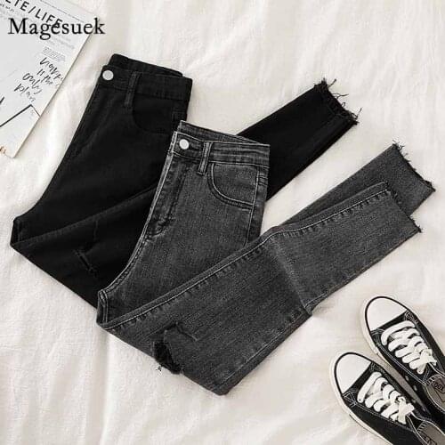 Women Autumn Pencil Pants High Waist Skinny Jeans Women Ripped Jeans for Women Gray Stretch Fashion Jeans Vaqueros Mujer 11725
