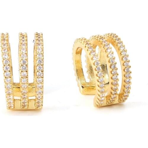 Rainbow gold cz ear cuff womens earrings clip on cubic zirconia no pierced star crown cross ear clip for women dropshipping