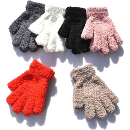 Winter Warm Kids Gloves Children Stretch Mittens Boys Girls Full Finger Gloves 7-11 Years