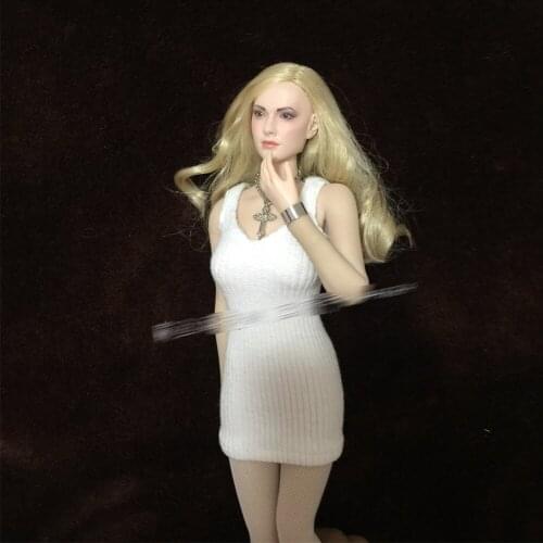 1/6 Female Clothes White Sling Stretch Knit Dress Women Clothing Accesories For 12" TBLeague Seamless Body