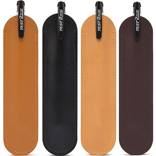 1PC Genuine Leather Pen Holder Retro Handmade Cowhide Pen Case Portable Vintage Pen Bag Pen Protector Office School Stationery