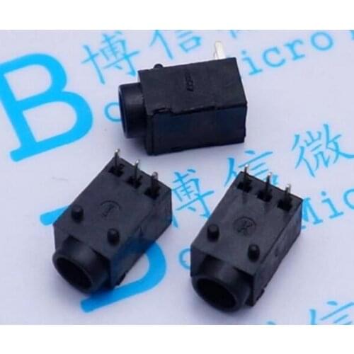 100pcs Dc-003 Black Dc Power Jack Socket Connector Dc003 3.5 Diameter 1.3 Inner Round The Needle