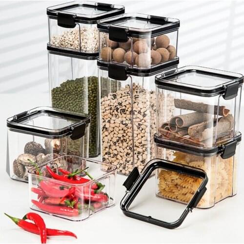 1800ml Dry Food Storage Box Food Containers Transparent Stackable Kitchen Spaghetti Noodles Sealed Tank Cans Organizers bottles