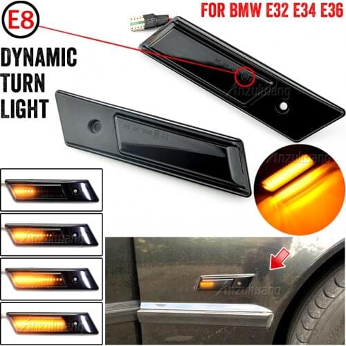 2Pcs Suitable For BMW E32 E34 E36 1990-1996 M3 M5 3 5 7 SERIES Dynamic LED Car Side Marker Lights Repeater Signal Lights