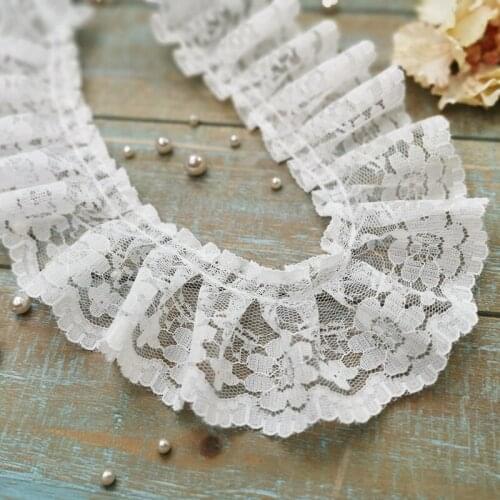 2Yards Pleated Decorative Lace Ribbon Hard Material Ruffle Trim Wedding Dress Headwear Clohing DIY Sewing Accessories