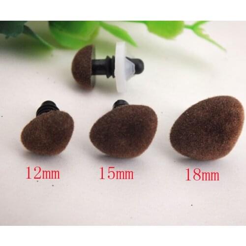 30pcs 12mm/15mm/18mm brown Safety Nose Plastic Doll with washer --mixed size--Each size 10 PCS