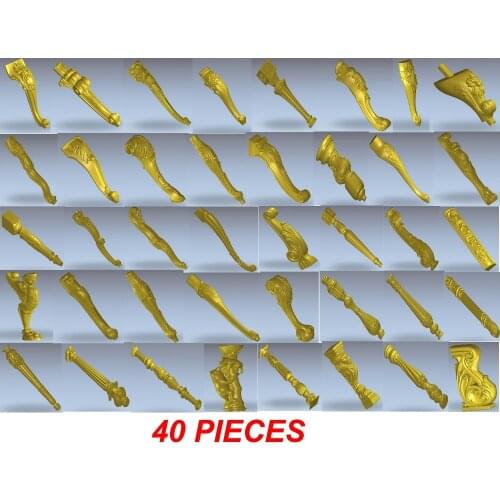 40 pieces CNC 3D models for cnc router carve engrave artcam type3 wood furniture part legs