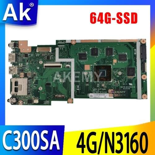 90NB0BL0-R02400 For ASUS C300SA C300S motherboard Laptop REV2.0 C300SA Main Board W/ 4G RAM N3160 4-Cores CPU 64G-SSD