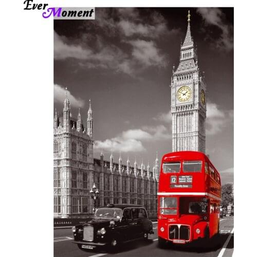 Diamond Painting Red London Bus Decorative Picture of Rhinestone Mosaic Cross Stitch Diamond Pattern Diamond Embroidery ASF513