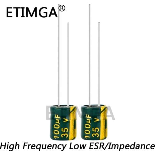 20PCS/LOT Low ESR/Impedance High Frequency 35v 100UF Aluminum Electrolytic Capacitor Size 6*7 100UF35V 20