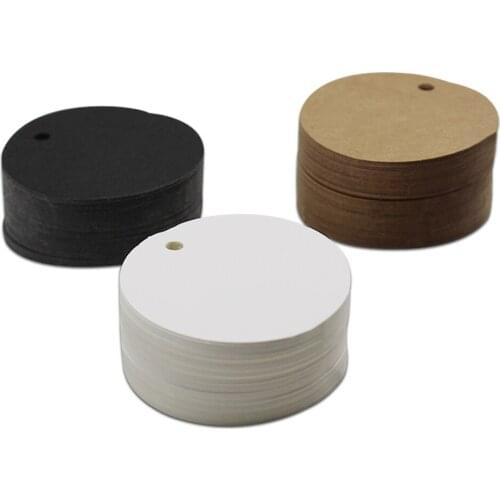White / Brown Round Party Craft Paper Tag Christmas Gift Wedding Kraft Paper Tags for Garment Garment Accessories Supplies