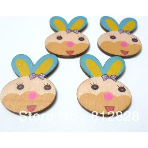 Free Shipping 20pcs Rabits Wood Crafts, Wood Embellishments,Wood Ornaments For Scrapbooking