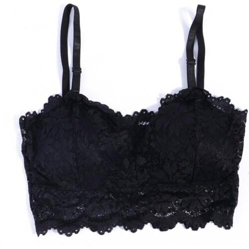 Women Padded Bra Lace Tube Top Underwear Sexy Lace Camisole Small Breast Bras for Teenage Girls