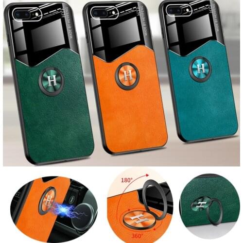 For Чехол Айфон 11 2020 Case Slim Leather Glass Ring Holder Protective Phone Cove Cases For IPhone XR X XS 7 8 Plus Coque