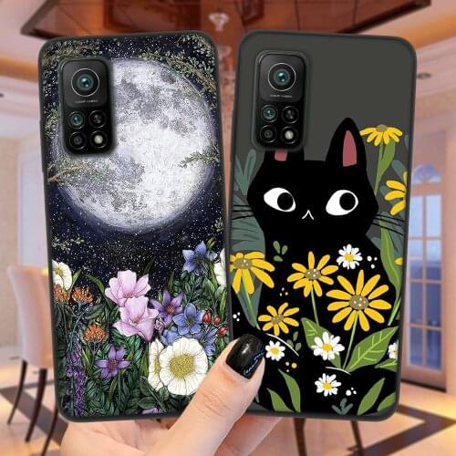 Leopard Dog Cat With Flowers Phone Case For Xiaomi Mi 10T Lite 10 Ultra Redmi Note 9S 7 8 9 Pro 8T Black Soft Silicone Cover