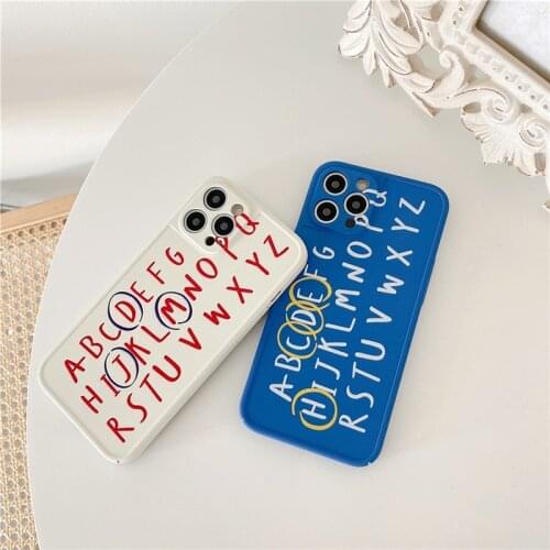 For iPhone 11 Original Plain Alphabet A Z Case For iPhone 12 Pro XS Max 7 8 Plus X XR 12 Mini SE 2020 Camera Protection Cover