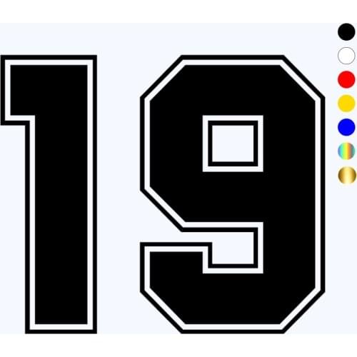 CK3231# racing Number 19 reflective funny car sticker vinyl decal waterproof car auto stickers silver/ black for bumper