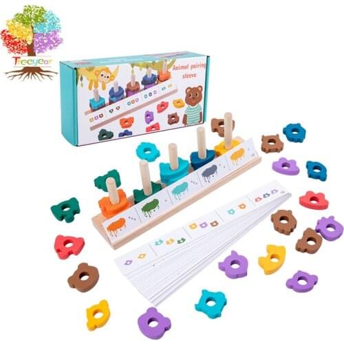 Treeyear Early Childhood Education Puzzle Stacking Wooden Toys, Shape Classification, Color Recognition, 1 2 3 Year Old
