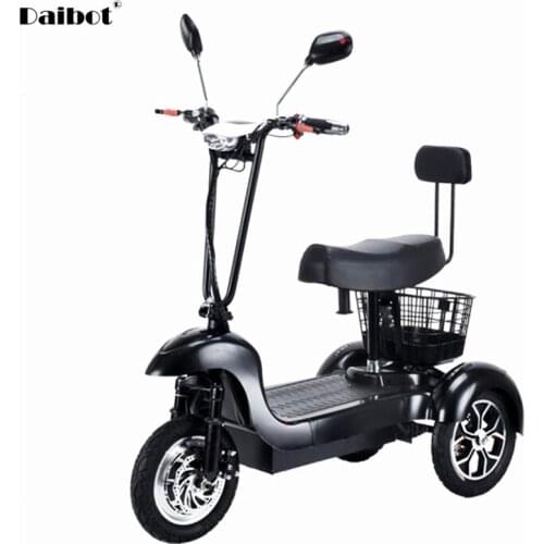 Daibot Electric Scooter With Seat Adults 3Wheels Electric Scooters White/Black 500W 48V Electric tricycle Bike Double Suspension