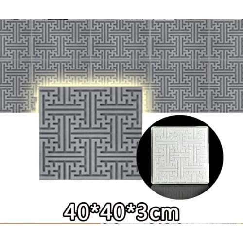40x40x3cm Cement Antique Brick Mold Square Garden wall Making Brick 3D Mould Carving Anti-Slip Concrete Plastic Paving Molds